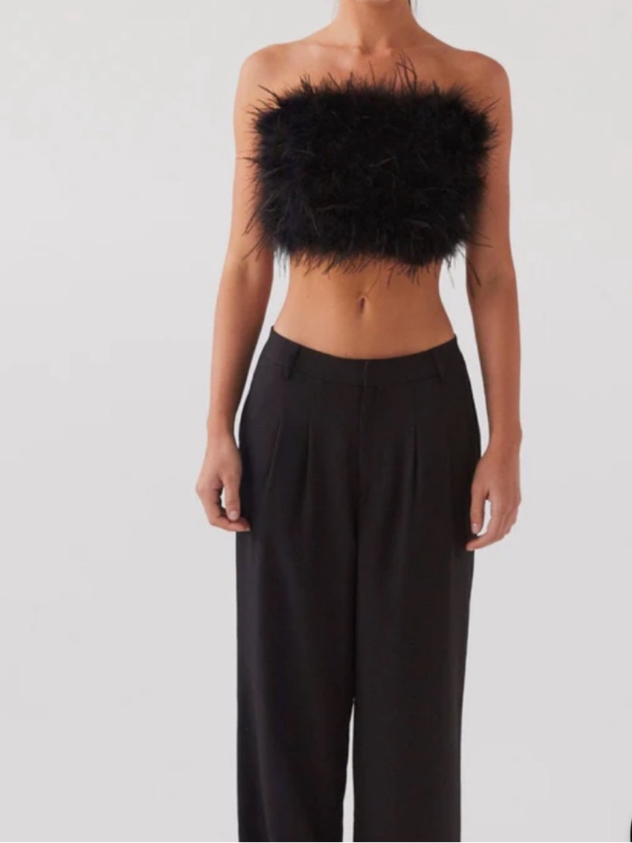 Peppermayo Black Zippered Feather Top 0